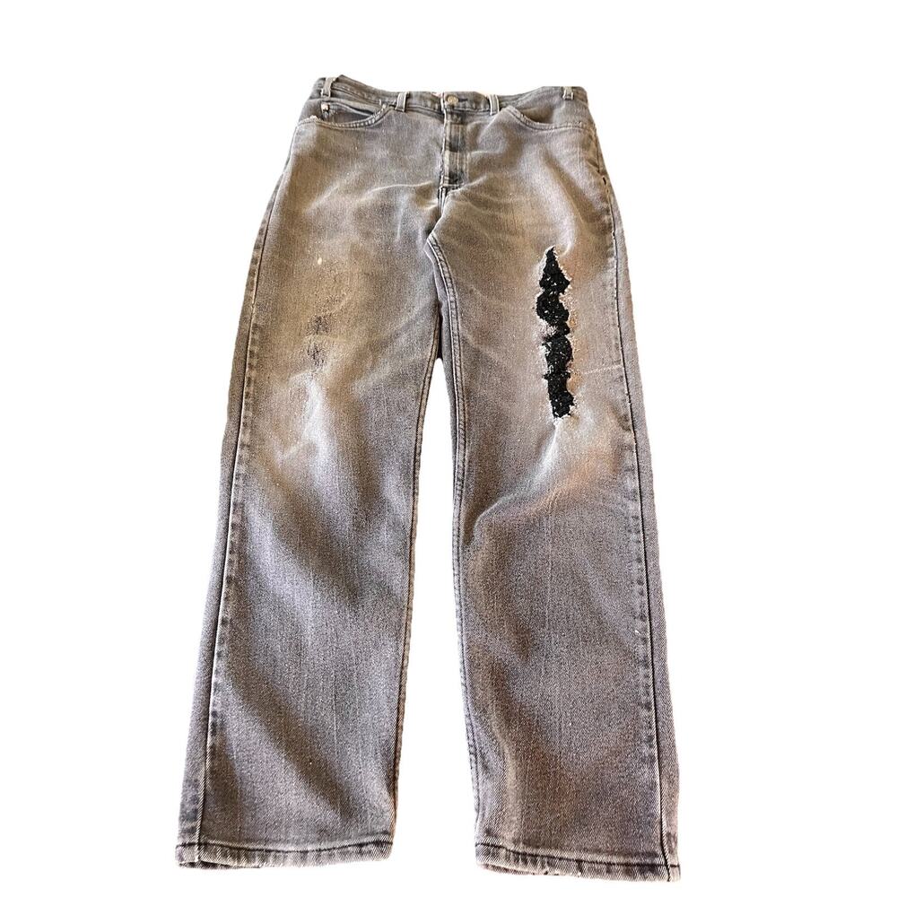 Levi’s Signature Flex Denim 34x29 Orange Tab Relaxed Tapered Black Faded Grunge
